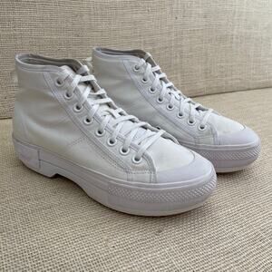 Adidas Originals‎ Nizza Trek Sneaker High Top Boots, Platform, White, Women's 9